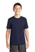 Sport-Tek YST320 Youth Tough Moisture Wicking Short Sleeve Crewneck T-Shirt True Navy Blue Model Front