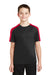 Sport-Tek YST354 Youth Competitor Moisture Wicking Short Sleeve Crewneck T-Shirt Black/True Red Model Front