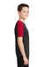 Sport-Tek YST354 Youth Competitor Moisture Wicking Short Sleeve Crewneck T-Shirt Black/True Red Model Side