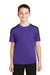 Sport-Tek YST354 Youth Competitor Moisture Wicking Short Sleeve Crewneck T-Shirt Purple/Black Model Front
