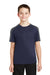 Sport-Tek YST354 Youth Competitor Moisture Wicking Short Sleeve Crewneck T-Shirt True Navy Blue/Iron Grey Model Front