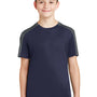 Sport-Tek Youth Competitor Moisture Wicking Short Sleeve Crewneck T-Shirt - True Navy Blue/Iron Grey - Closeout