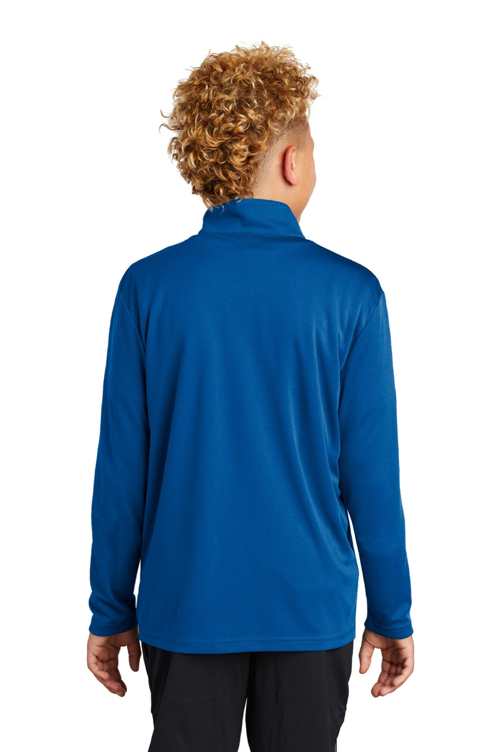 Sport-Tek YST357 Youth Competitor Moisture Wicking 1/4 Zip Sweatshirt Royal Blue Model Back