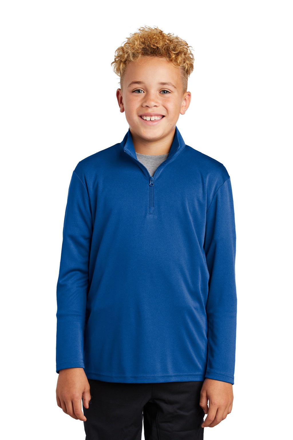 Sport-Tek YST357 Youth Competitor Moisture Wicking 1/4 Zip Sweatshirt Royal Blue Model Front