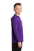 Sport-Tek YST358 Youth Competitor Moisture Wicking Long Sleeve Hooded T-Shirt Hoodie Purple Model Side