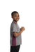 Sport-Tek YST361 Youth Contender Heather Moisture Wicking Short Sleeve Crewneck T-Shirt Heather Vintage Grey/Maroon Model Side