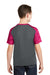 Sport-Tek YST371 Youth CamoHex Moisture Wicking Short Sleeve Crewneck T-Shirt Iron Grey/Raspberry Pink Model Back