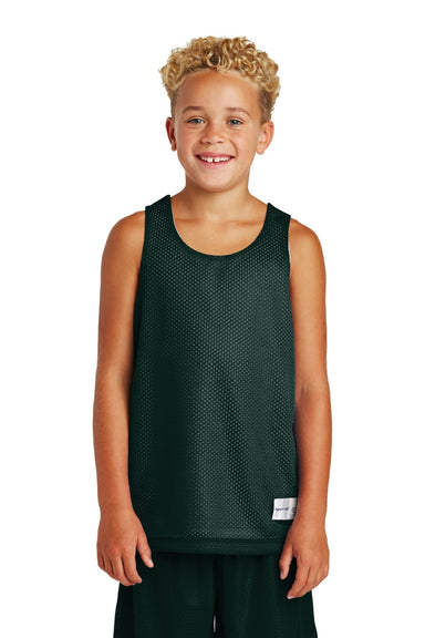 Sport-Tek YST500 Youth Reversible Mesh Moisture Wicking Tank Top Forest Green Model Front