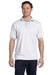 Hanes 054 Mens EcoSmart Short Sleeve Polo Shirt White Front