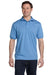 Hanes 054 Mens EcoSmart Short Sleeve Polo Shirt Carolina Blue Front