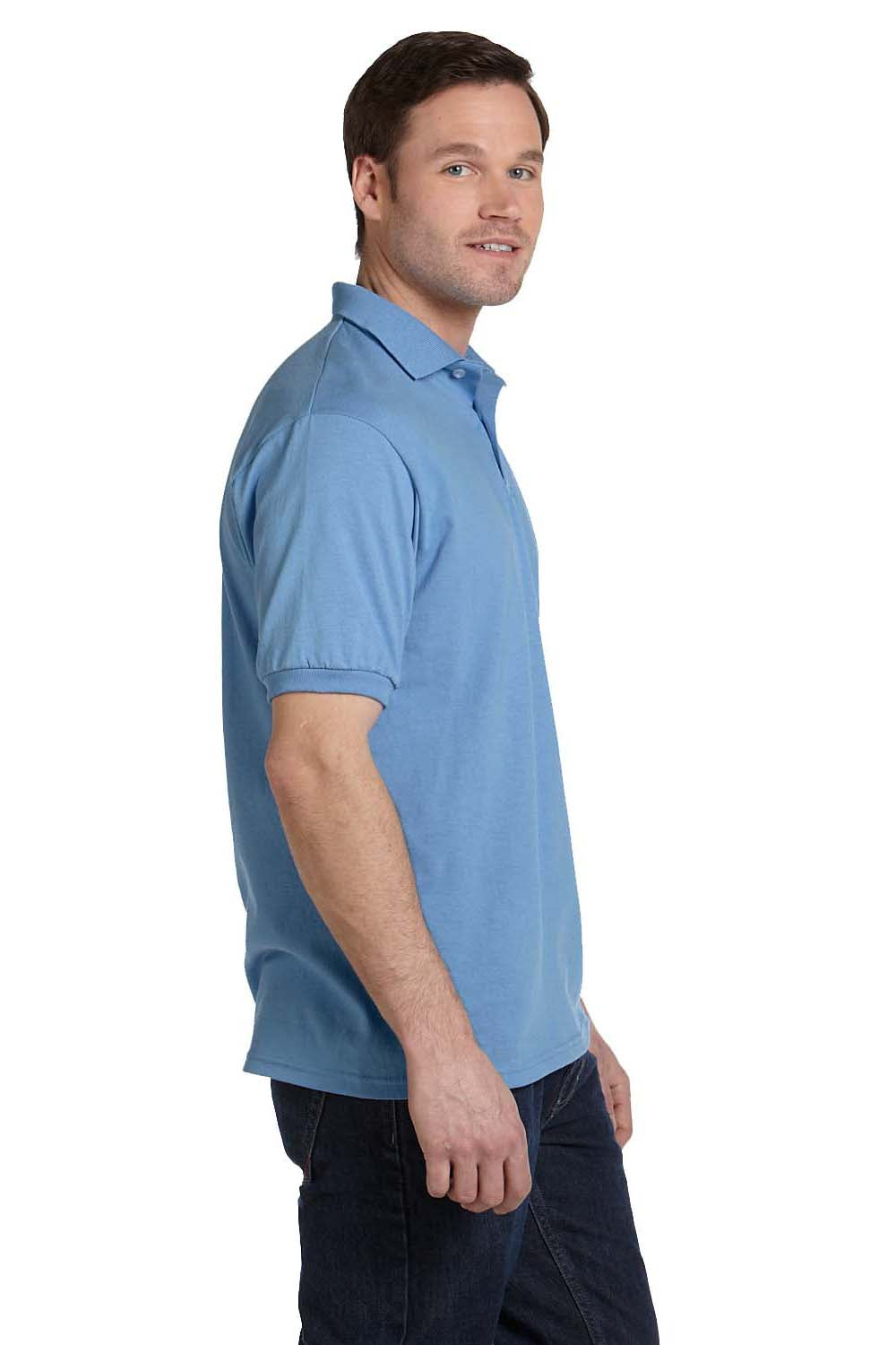 Hanes 054 Mens EcoSmart Short Sleeve Polo Shirt Carolina Blue Side