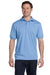 Hanes 054 Mens EcoSmart Short Sleeve Polo Shirt Light Blue Front