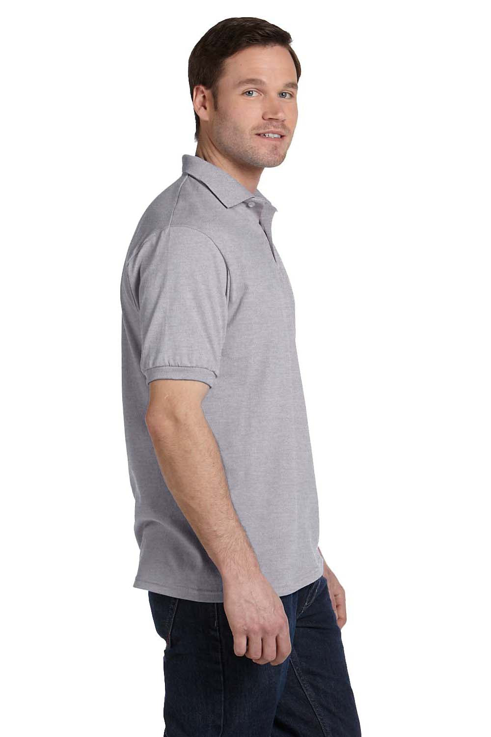 Hanes 054 Mens EcoSmart Short Sleeve Polo Shirt Light Steel Grey Side
