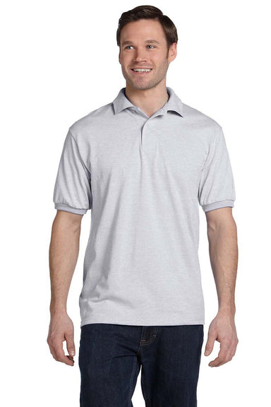 Hanes 054 Mens EcoSmart Short Sleeve Polo Shirt Ash Grey Front