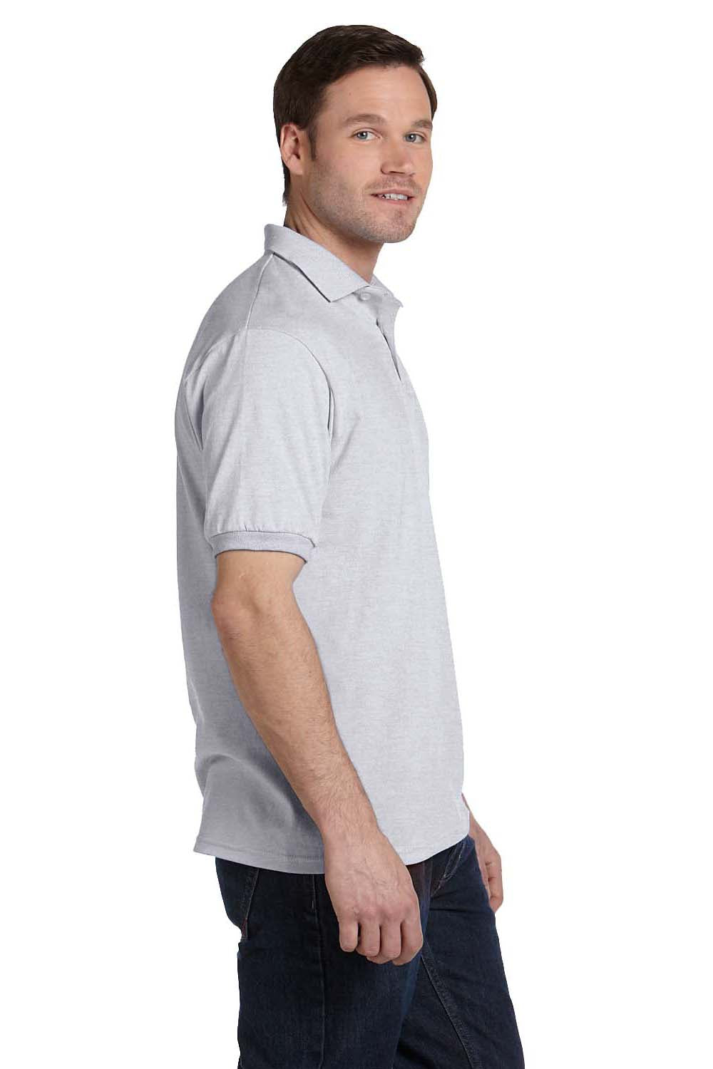 Hanes 054 Mens EcoSmart Short Sleeve Polo Shirt Ash Grey Side