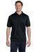 Hanes 054 Mens EcoSmart Short Sleeve Polo Shirt Black Front