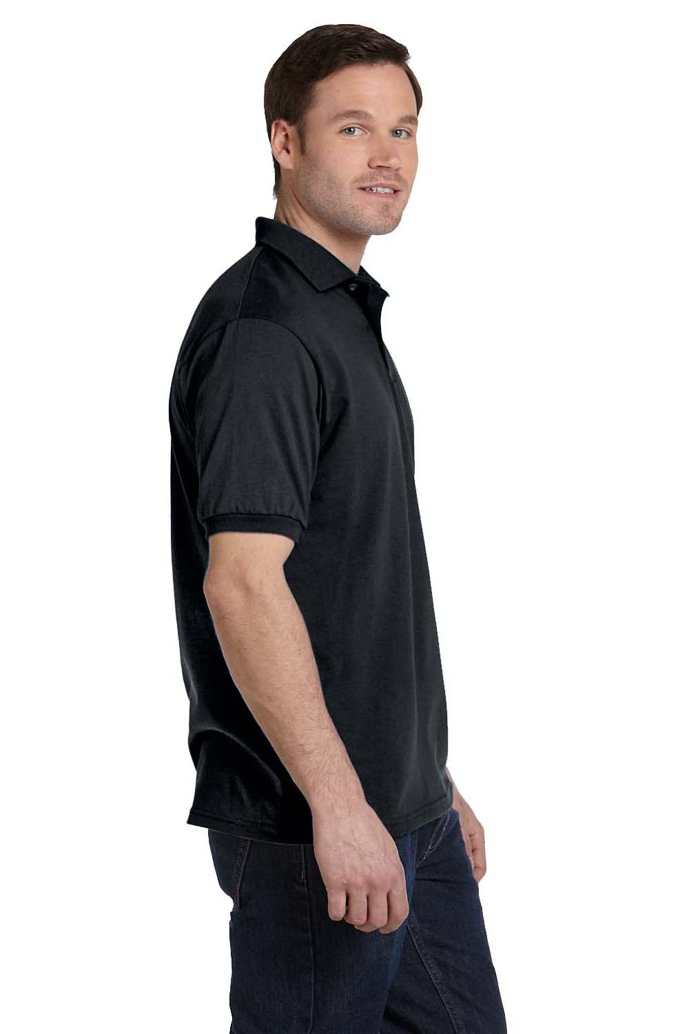 Hanes 054 Mens EcoSmart Short Sleeve Polo Shirt Black Side