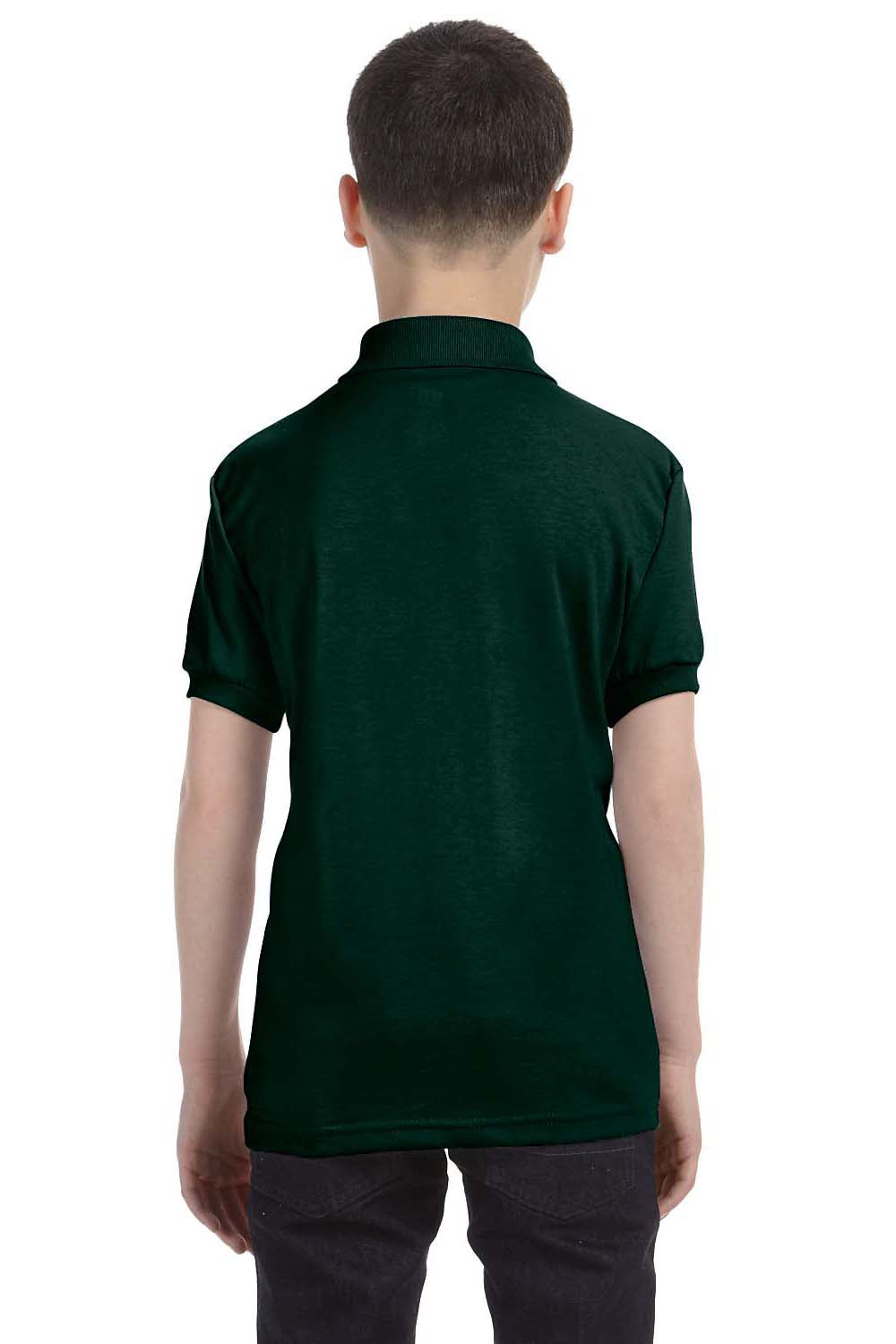 Hanes 054Y Youth EcoSmart Short Sleeve Polo Shirt Forest Green Back