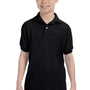 Hanes Youth EcoSmart Short Sleeve Polo Shirt - Black