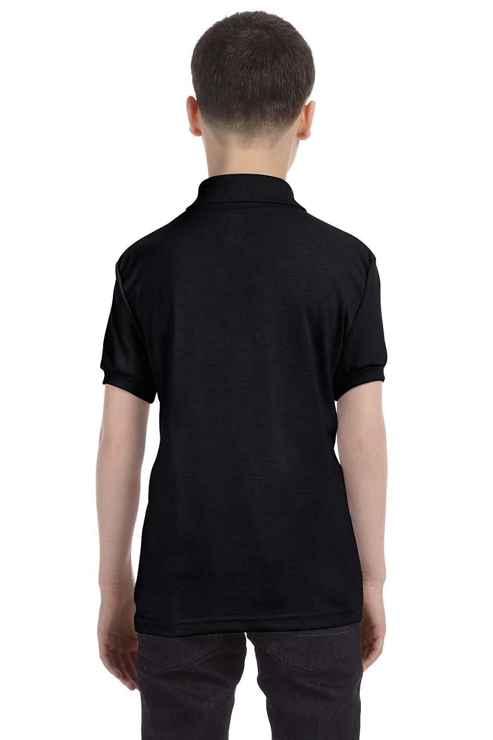 Hanes 054Y Youth EcoSmart Short Sleeve Polo Shirt Black Back