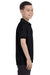 Hanes 054Y Youth EcoSmart Short Sleeve Polo Shirt Black Side