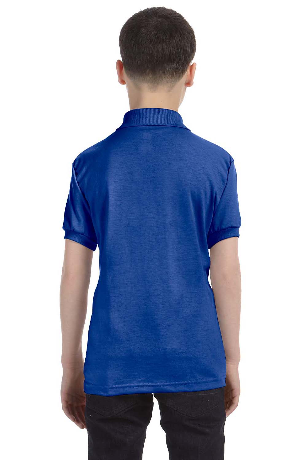 Hanes 054Y Youth EcoSmart Short Sleeve Polo Shirt Royal Blue Back