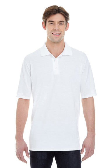 Hanes 055P Mens X-Temp Fresh IQ Moisture Wicking Short Sleeve Polo Shirt White Front