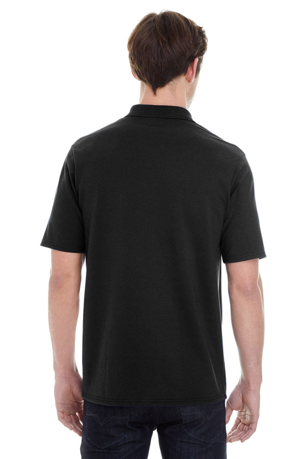 Hanes 055P Mens X-Temp Fresh IQ Moisture Wicking Short Sleeve Polo Shirt Black Back