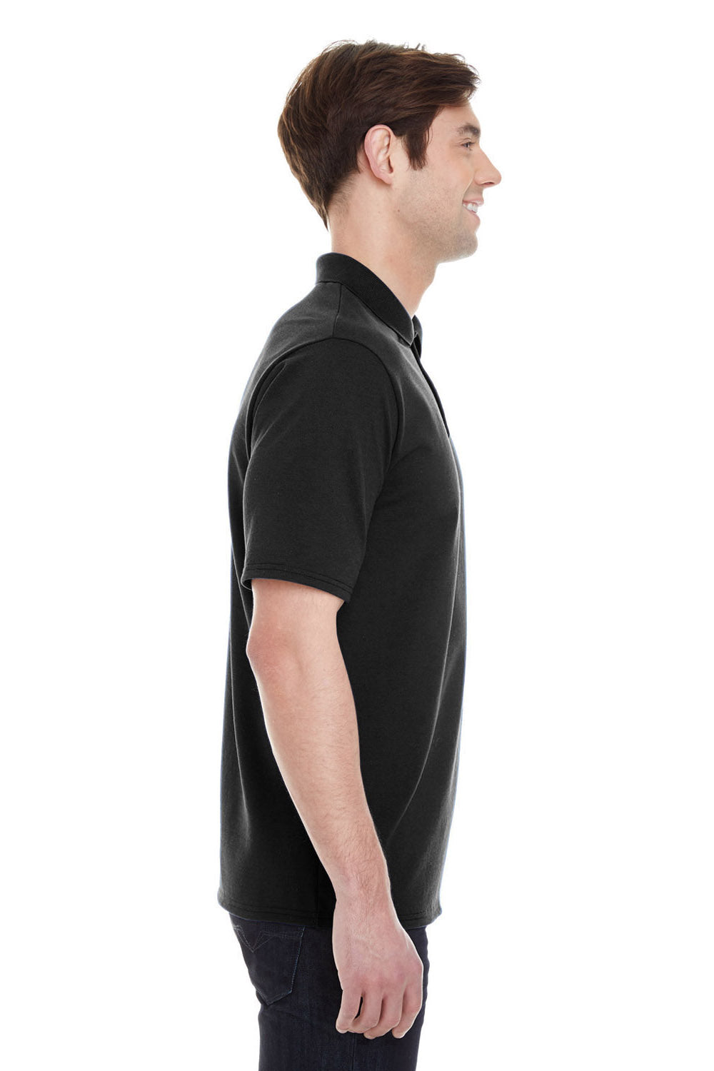 Hanes 055P Mens X-Temp Fresh IQ Moisture Wicking Short Sleeve Polo Shirt Black Side