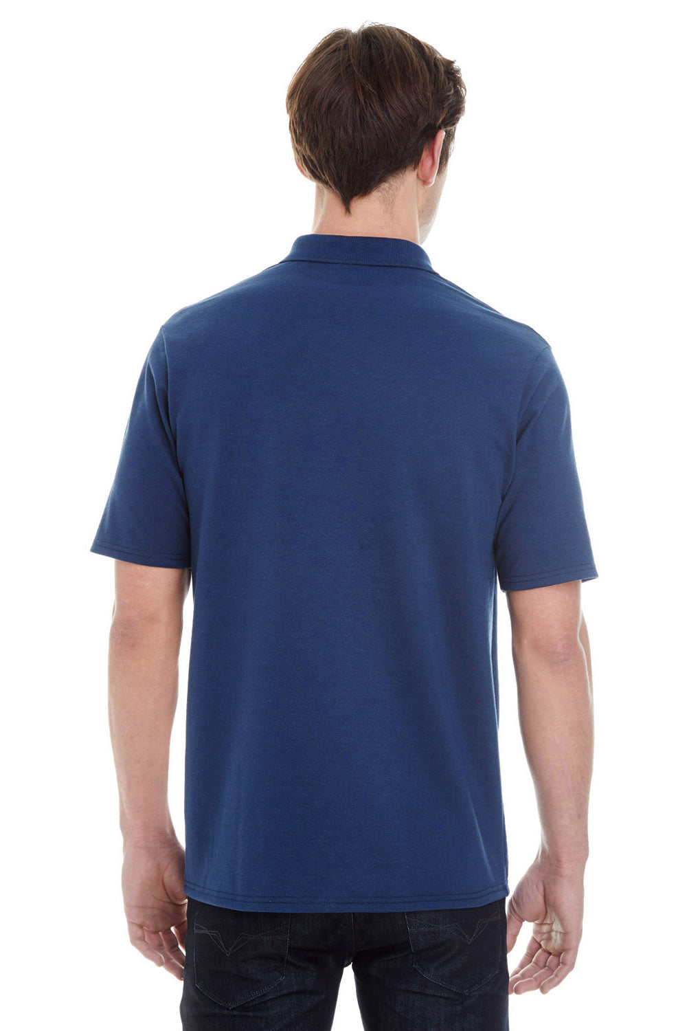 Hanes 055P Mens X-Temp Fresh IQ Moisture Wicking Short Sleeve Polo Shirt Navy Blue Back