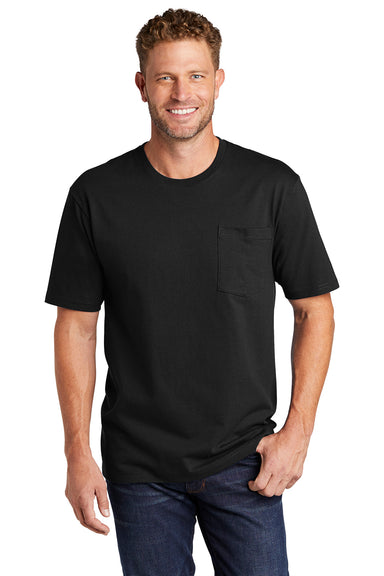 CornerStone Mens Short Sleeve Crewneck T-Shirt w/ Pocket Black Front