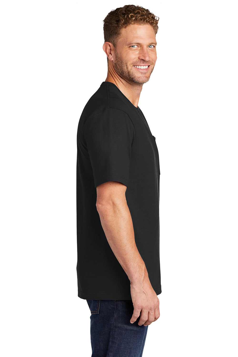 CornerStone Mens Short Sleeve Crewneck T-Shirt w/ Pocket Black Side
