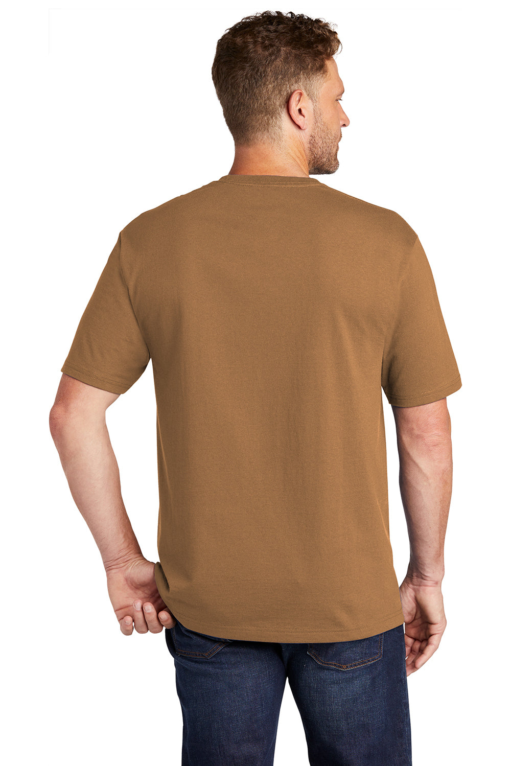 CornerStone Mens Short Sleeve Crewneck T-Shirt w/ Pocket Duck Brown Side
