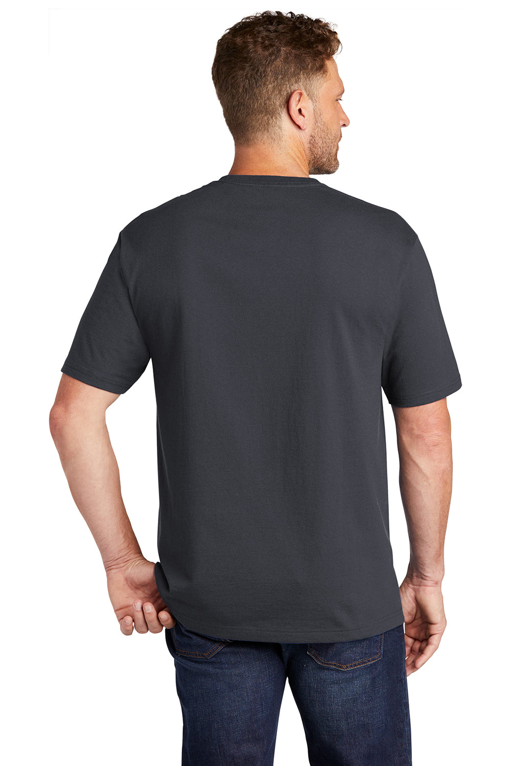 CornerStone Mens Short Sleeve Crewneck T-Shirt w/ Pocket Navy Blue Side