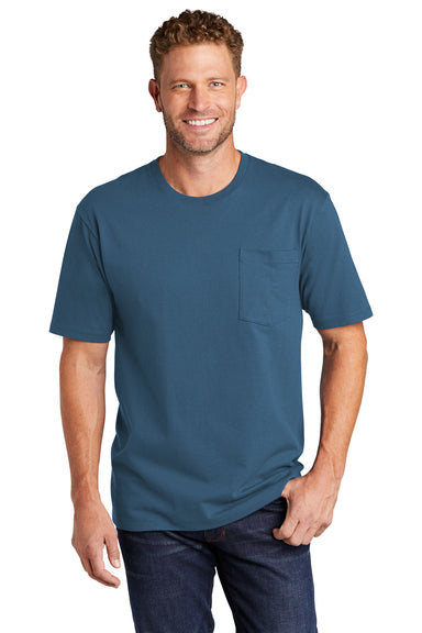 CornerStone Mens Short Sleeve Crewneck T-Shirt w/ Pocket Regatta Blue Front