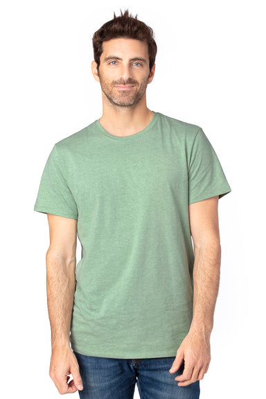 Threadfast Apparel 100A Mens Ultimate Short Sleeve Crewneck T-Shirt Heather Army Green Front