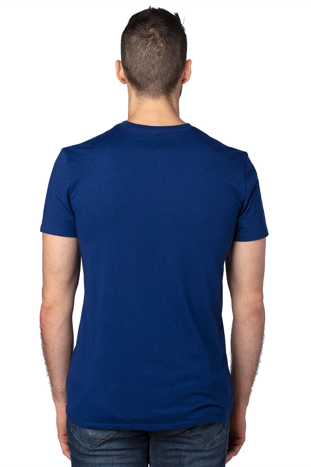 Threadfast Apparel 100A Mens Ultimate Short Sleeve Crewneck T-Shirt Navy Blue Back