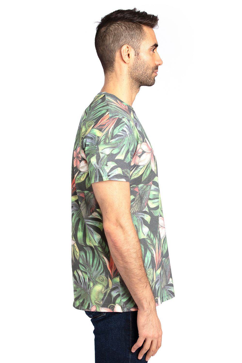 Threadfast Apparel 100A Mens Ultimate Short Sleeve Crewneck T-Shirt Tropical Jungle Side