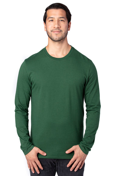 Threadfast Apparel 100LS Mens Ultimate Long Sleeve Crewneck T-Shirt Forest Green Front