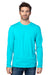Threadfast Apparel 100LS Mens Ultimate Long Sleeve Crewneck T-Shirt Pacific Blue Front