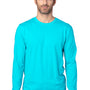 Threadfast Apparel Mens Ultimate Long Sleeve Crewneck T-Shirt - Pacific Blue