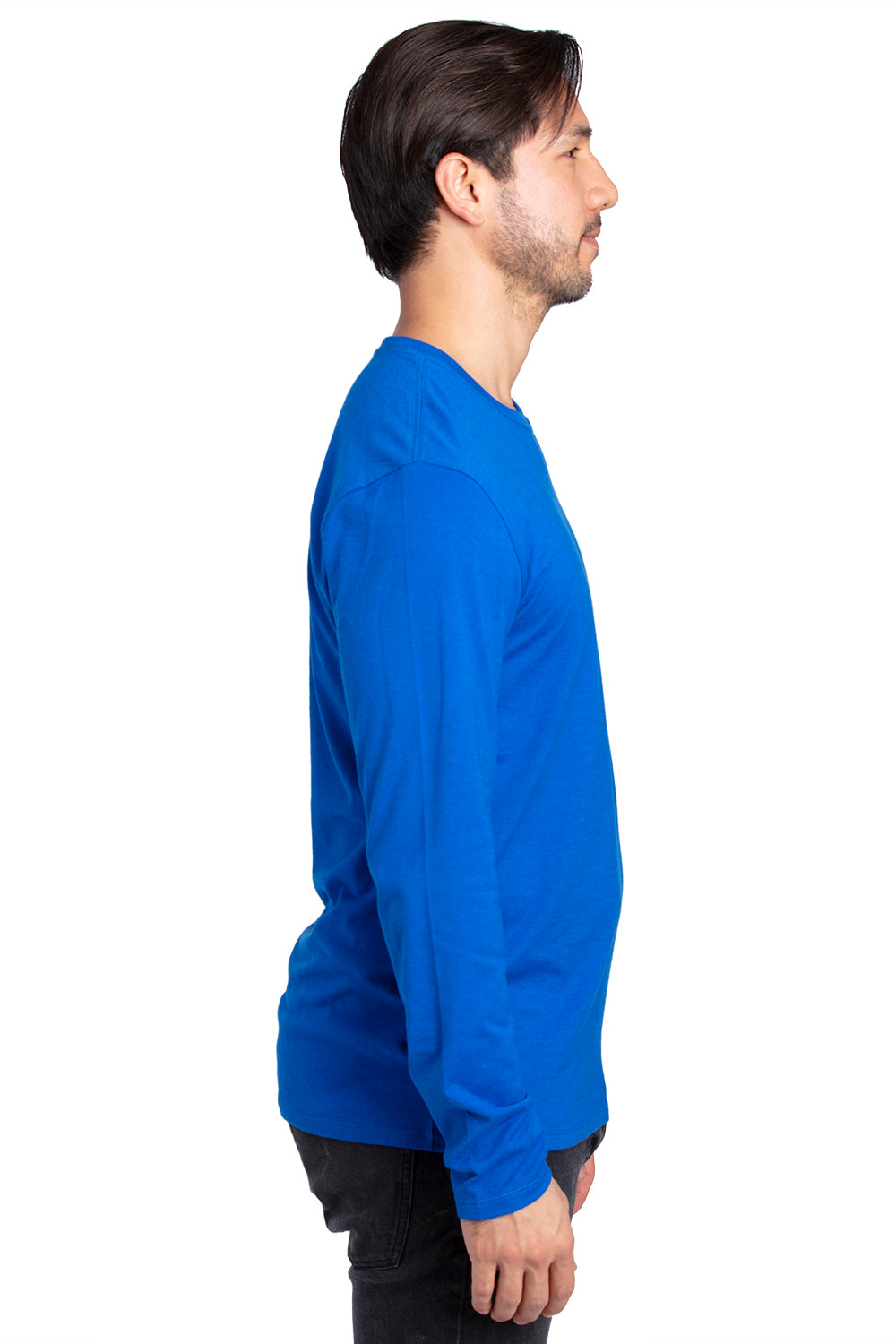 Threadfast Apparel 100LS Mens Ultimate Long Sleeve Crewneck T-Shirt Royal Blue Side