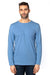 Threadfast Apparel 100LS Mens Ultimate Long Sleeve Crewneck T-Shirt Heather Royal Blue Front