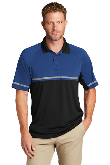 CornerStone Mens Moisture Wicking Enhanced Visability Short Sleeve Polo Shirt Royal Blue/Black Front