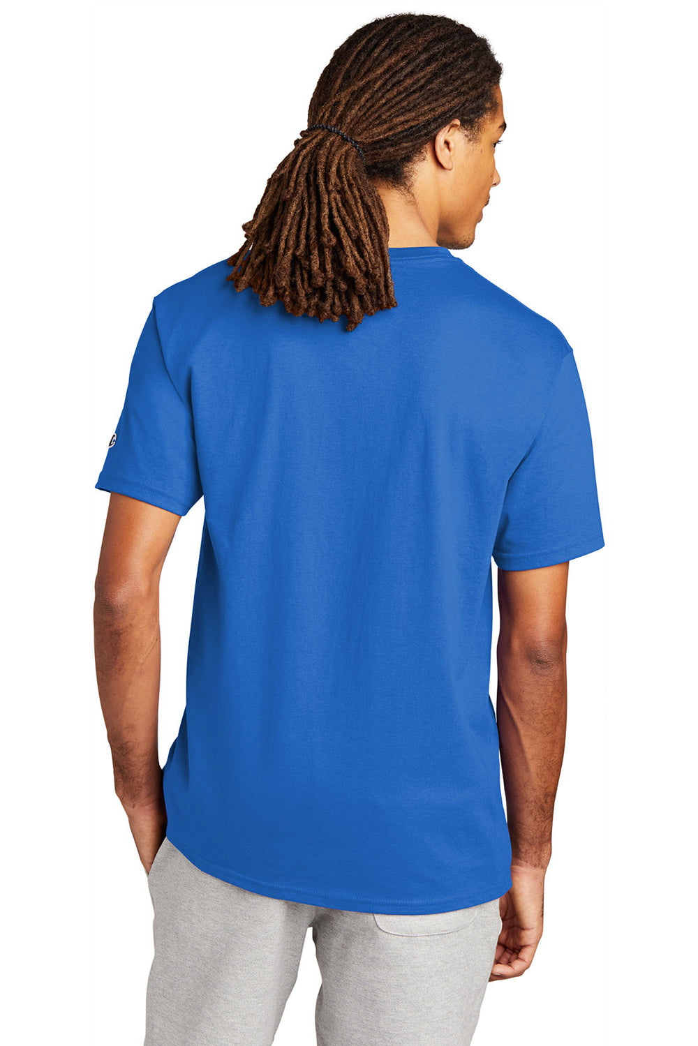 Champion T525C/T425 Mens Short Sleeve Crewneck T-Shirt Athletic Royal Blue Back