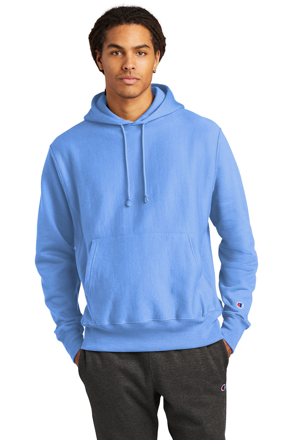 Champion S1051/S101 Mens Hooded Sweatshirt Hoodie Light Blue Front