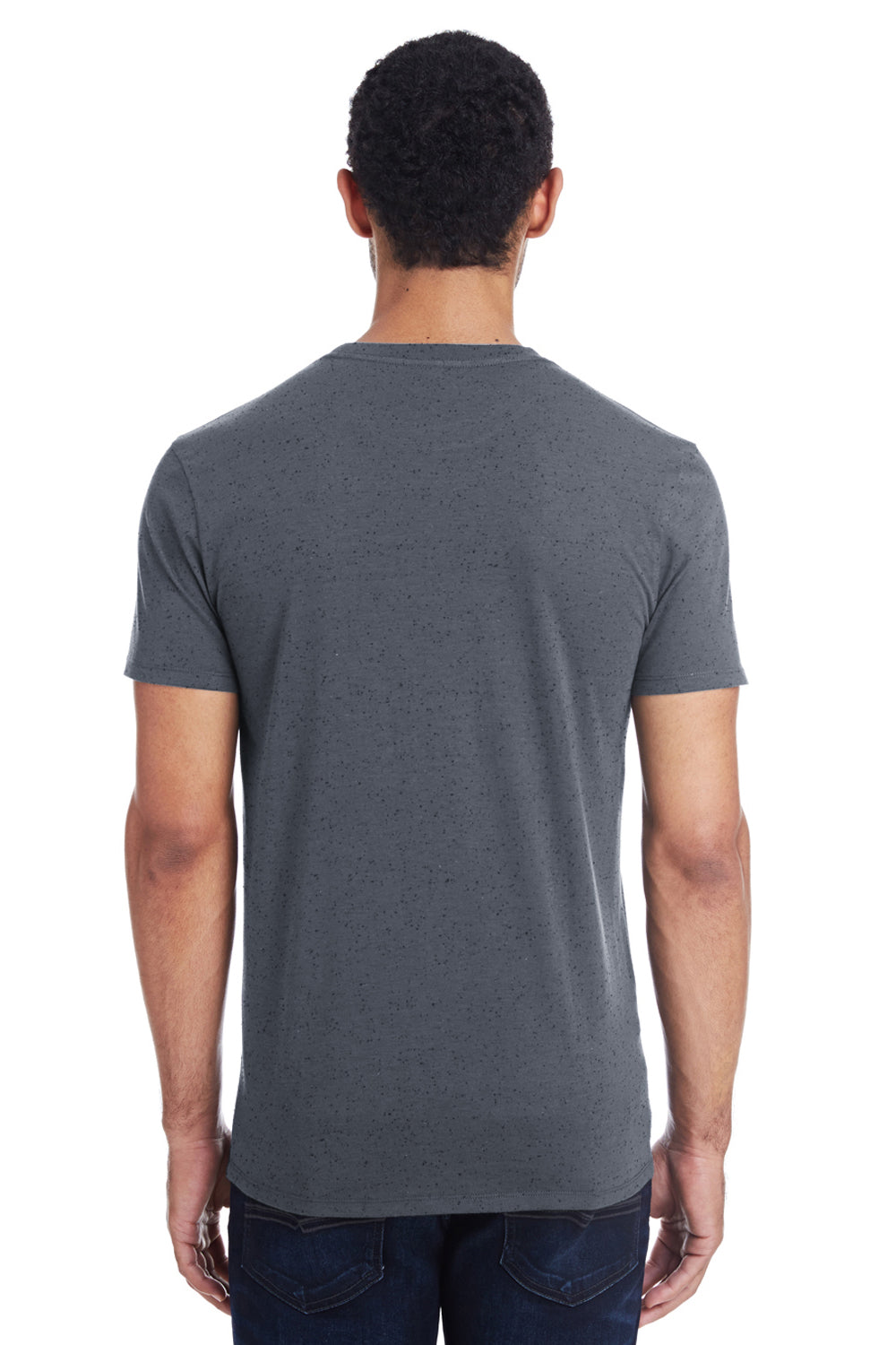 Threadfast Apparel 103A Mens Fleck Short Sleeve Crewneck T-Shirt Charcoal Grey Back