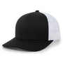 Pacific Headwear Mens Snapback Trucker Mesh Hat - Black/White - NEW