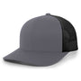 Pacific Headwear Mens Snapback Trucker Mesh Hat - Graphite Grey/Black
