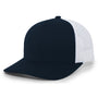 Pacific Headwear Mens Snapback Trucker Mesh Hat - Navy Blue/White